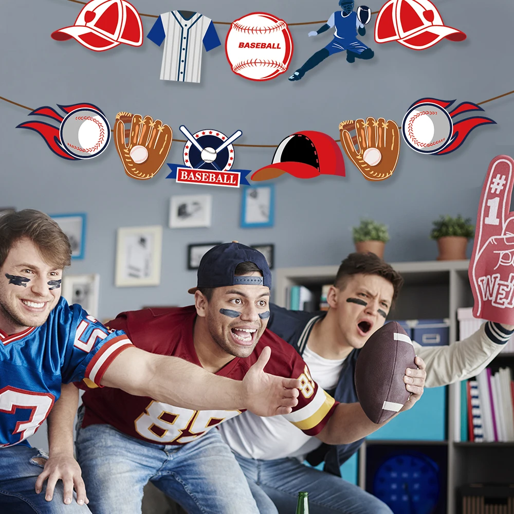 

Baby Shower Sports Baseball Banner Happy Birthday DIY Kids Parties Wall Baseball Hanging Bunting Kids Party Favors Decorations