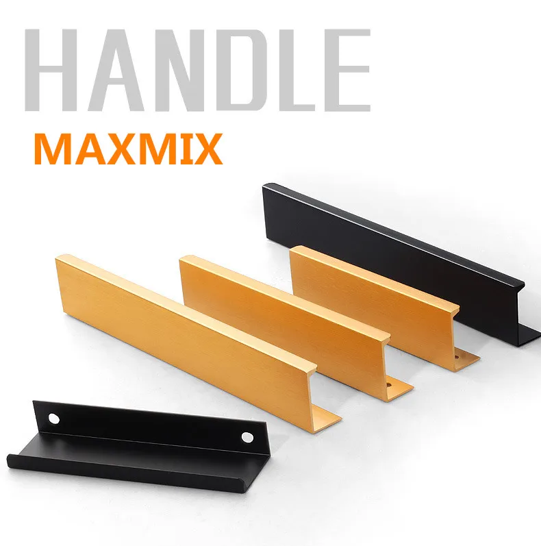

64mm-500mm black gold Aluminum alloy Hidden Handle Tatami Handles Rotating Platform Invisible Handle for Kitchen Cabinet Drawer