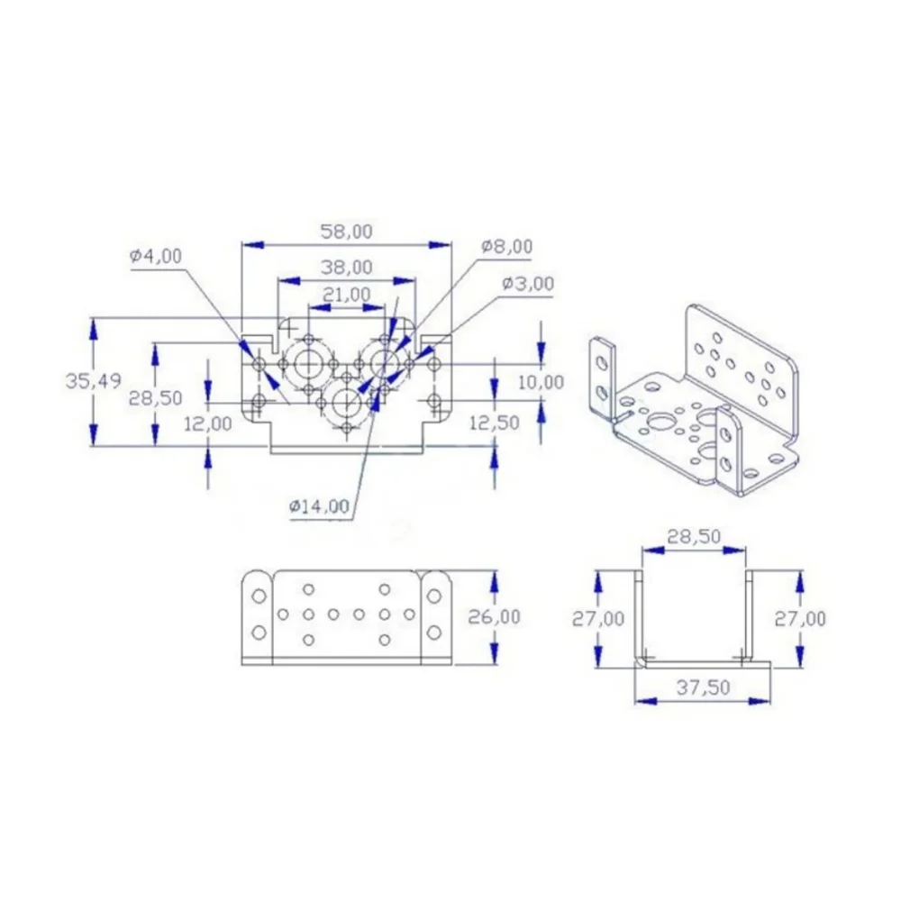 MG995 MG996R Servo Bracket