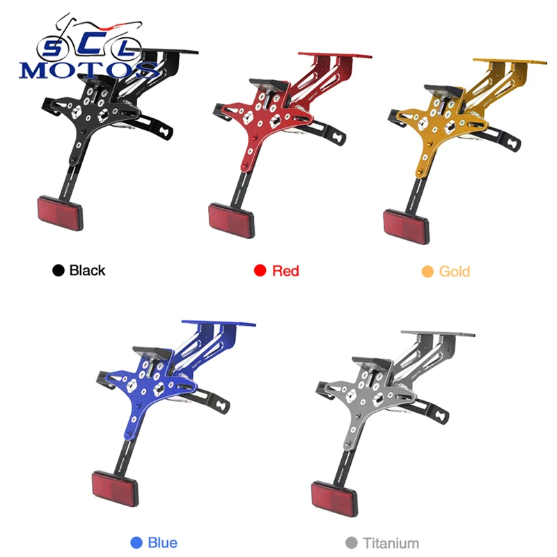 

Sclmotos- CNC Aluminum Motorcycle Adjustable License Number Plate Frame Holder Bracket With LED Turn Signal Light for Honda KTM