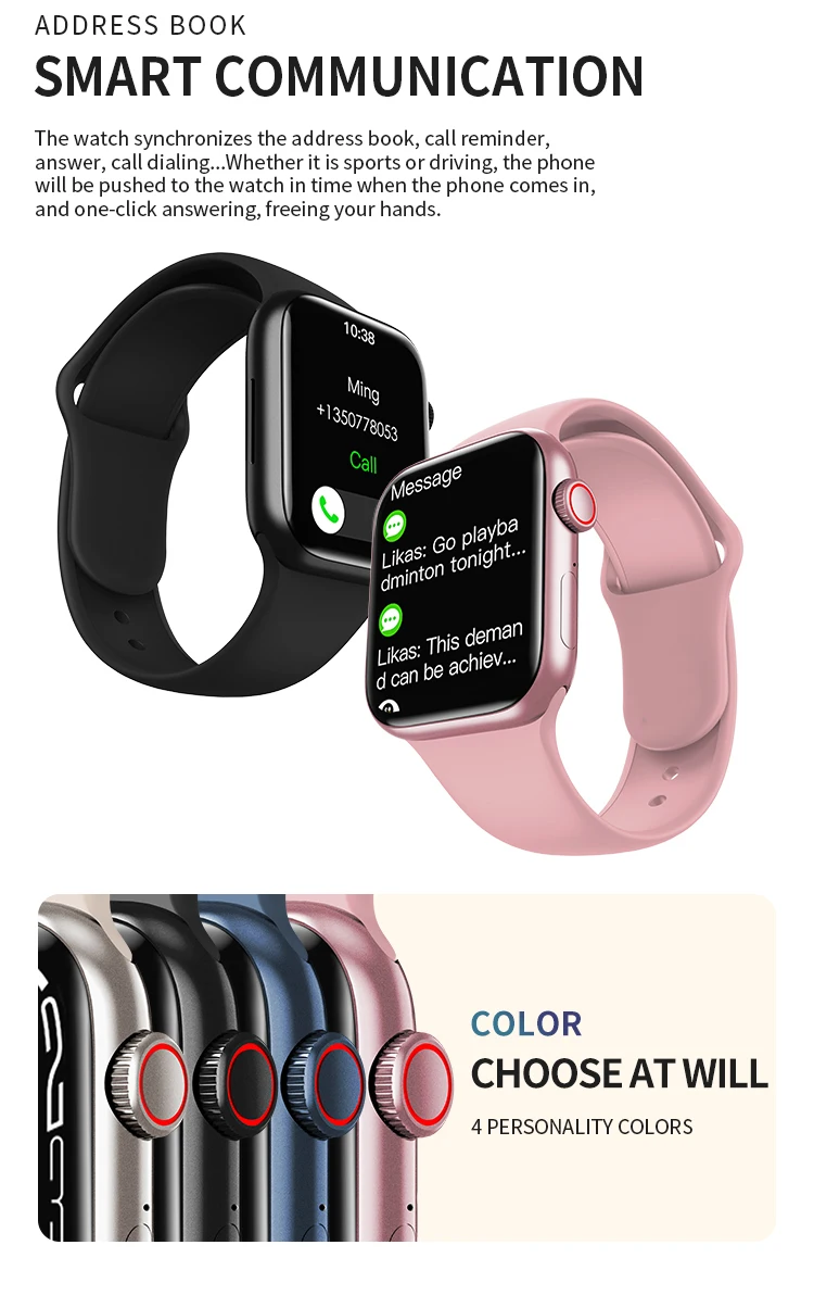 2022 7th Smartwatch HW57 Free Shipping NFC Voice Assistant Wireless Charge Bluetooth Call Blood Glucose IP68 IWO Smart Watch