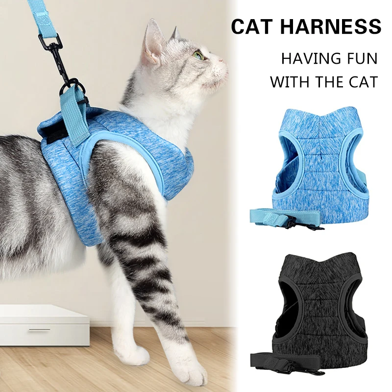 Adjustable Cat Harness Pet Anti-Escape Harnessleash Set Breathable Soft Vest For Small Dogs Cats Outdoor Walking Pets Supplies