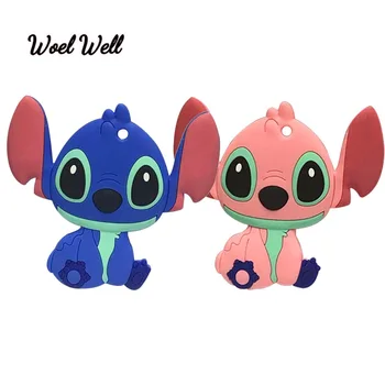 

Woel Well 1pcs Baby Teether Cute Silicone Animal Teethers Stitch Silicone Cartoon Stitch Toy BPA Free Silicone Beads DIY Chain