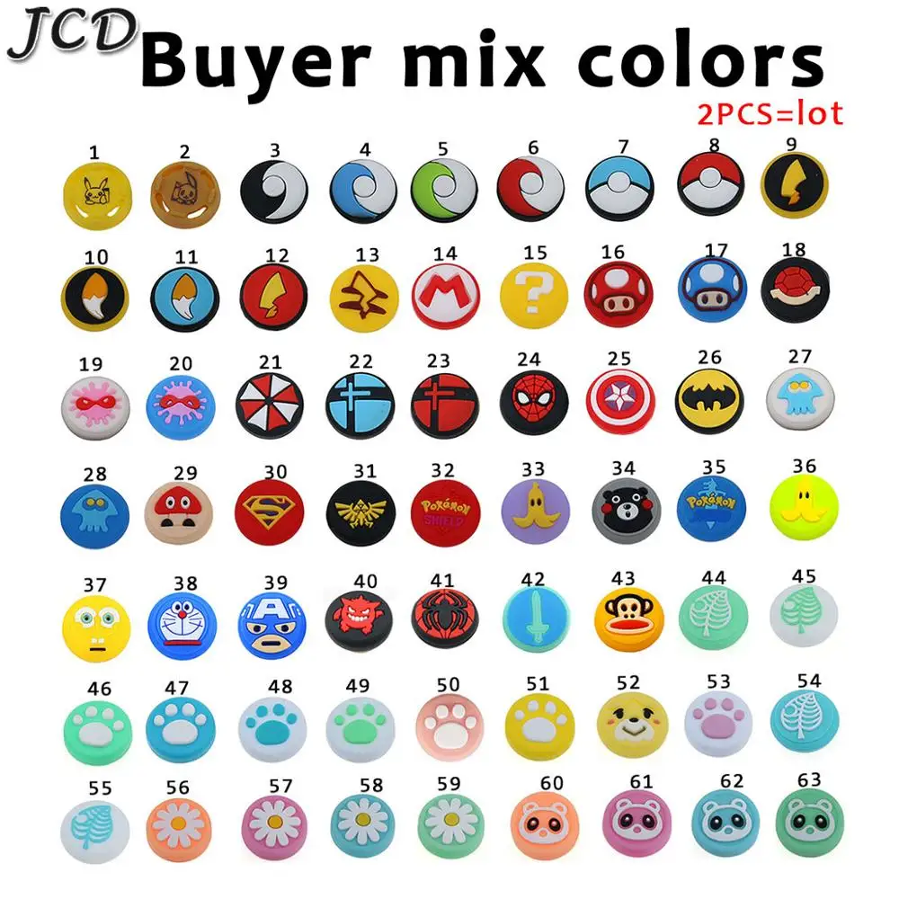 JCD 2 предмета Силиконовой Крышки для Nintendo Switch NS NX Joy Con аналоговый джойстик Stick Thumb