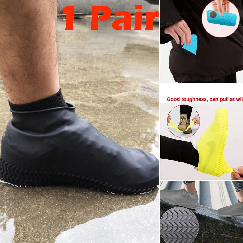 1 пара перерабатываемых силиконовых переплетов Многоразовые водонепроницаемые непромокаемые мужские ботинки покрывает резиновые сапоги Нескользящие моющиеся T4