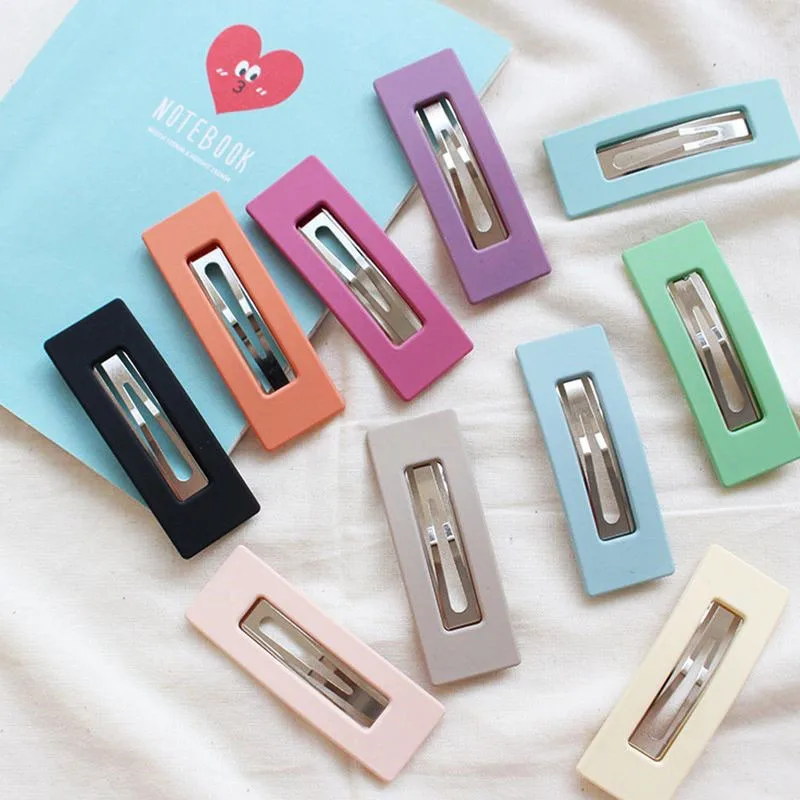 

1 Pcs Solid Color Scrub Resin Hair Styling Clips Exquisite Hollow Square Women Girls Hairpins Snap Barrettes Hair Accessories