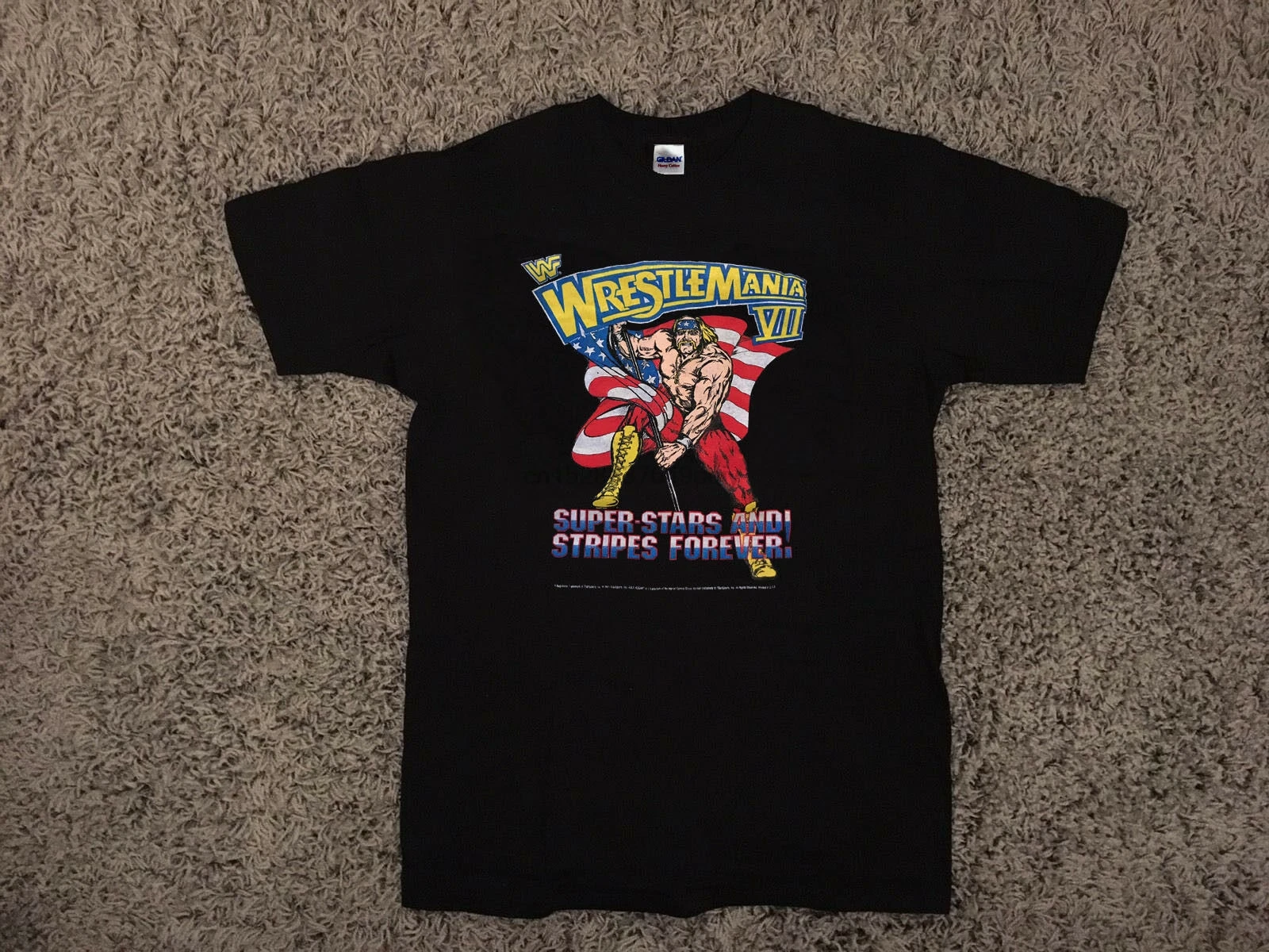 Редкое удивительная Винтаж Wwf Hulkharajuku уличная футболка Men1991 Wrestlemania 7 рубашка 90S