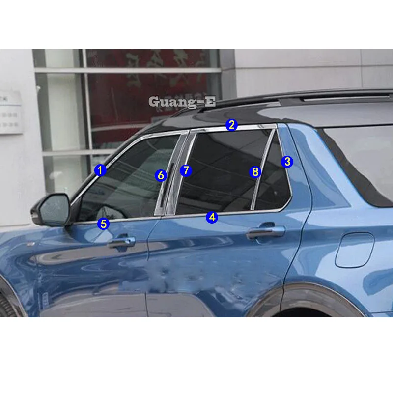 

For Ford Explorer 2011 2012 2013 2014 2015 2016 2017 2018-2022 Car Sticker Stainless Steel Glass Window Pillar Column Strip Trim