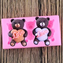 Urso moldes de silicone bolo de aniversário do bebê ferramentas de decoração fondant chocolate gumpaste molde biscoito cozimento moldes de doces de argila