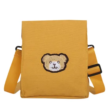 

New Elegant Shoulder Bag Women Wild Simple Messenger Bag For Girls Female Cute Bear Student Canvas Cartoon Style Small Bag K813