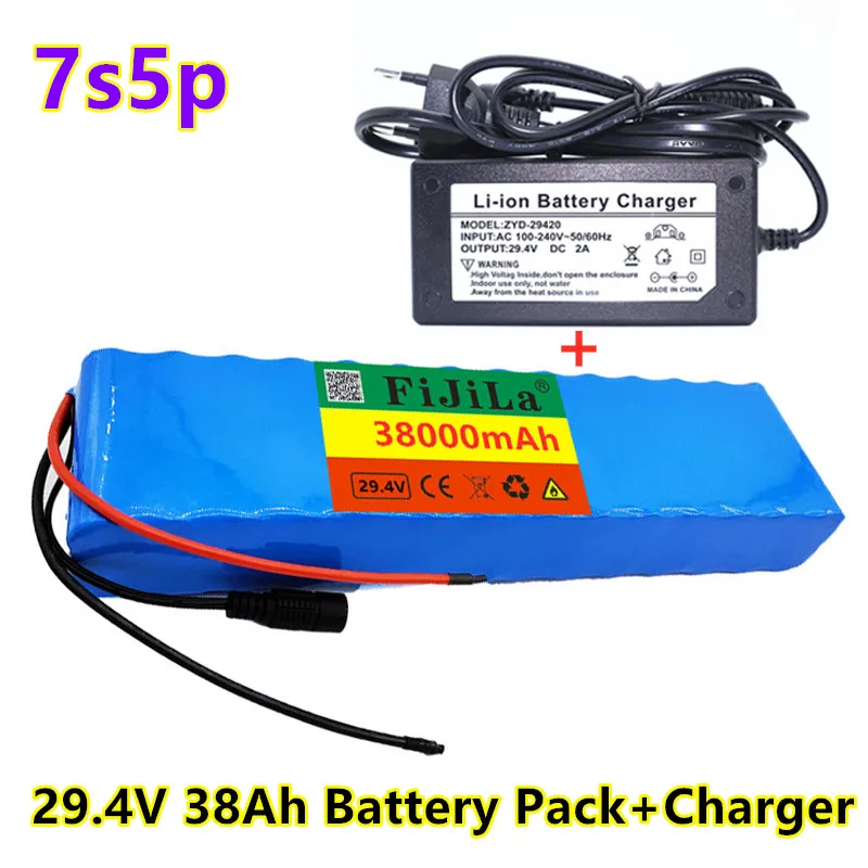 

29,4 в 38 Ач 7S5P электровелосипед мотор электрический велосипед электровелосипед скутер 24 В литий-ионный аккумулятор 18650 литиевые перезаряжаемые батареи + зарядное устройство