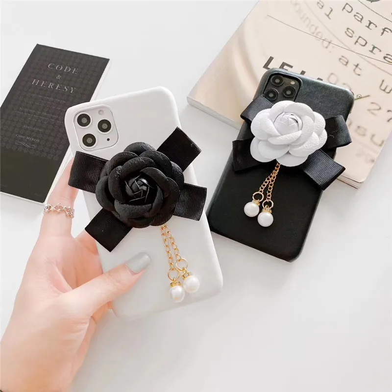 Luxury Brand cute Camellia Pearl Bow Silicone phone case for iphone 11 Pro Max XS X XR 6S 7 8 plus cover samsung S8 S9 S10 | Мобильные