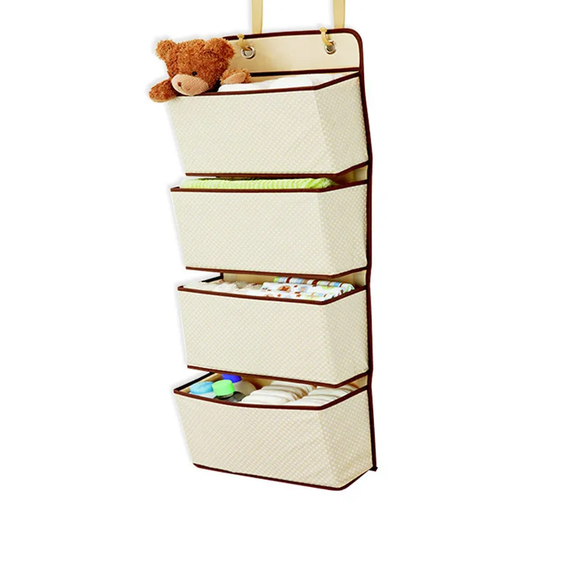 

Over The Door Organizer 4 Pocket Wall Hanging Storage Bag Metal Hooks Saves Space in Your Baby Nursery Bathroom Closet Dorm