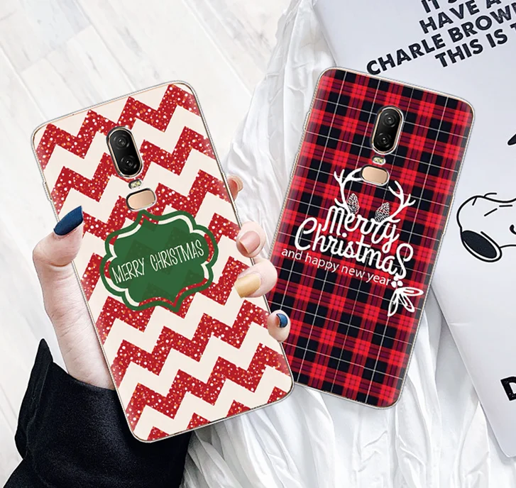 

Christmas Snowflake For OnePlus 3 5 5T 6 6T 7 Case Soft Silicone Phone Cover Coque For OnePlus 7 Pro Santa Claus Deer TPU Fundas