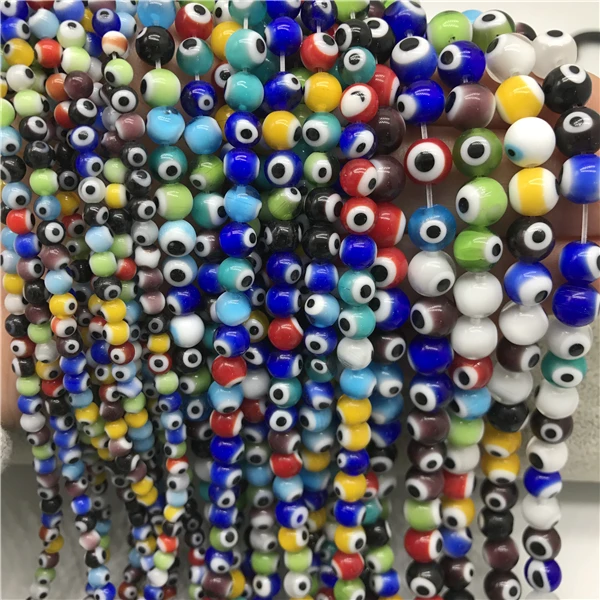 4mm/6mm/8mm Colorful Turkish Evil Eyes Beads Evil Eye Necklace Jewelry