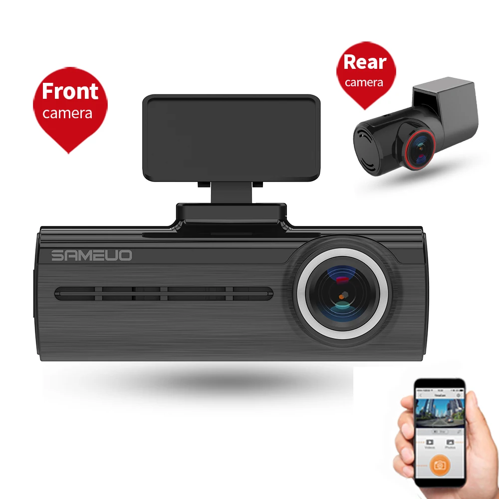 

Sameuo U750 Front and Rear car Camera built in wifi car dvr dual camera full hd 1080p 24 hour car voice video recorder blackbox