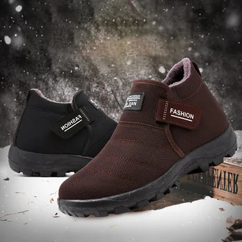 

Men Winter Men's Winter Shoes Solid Color Outdoor Plush Snow Boots Warm Waterproof Ski Boots Size 39-44