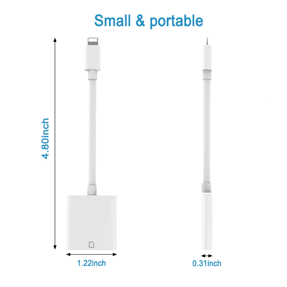 Lightning to SD Card Reader Adapter Smart Digital Camera Card Readers OTG for iPhone iPod Memory Cards Use No APP Need