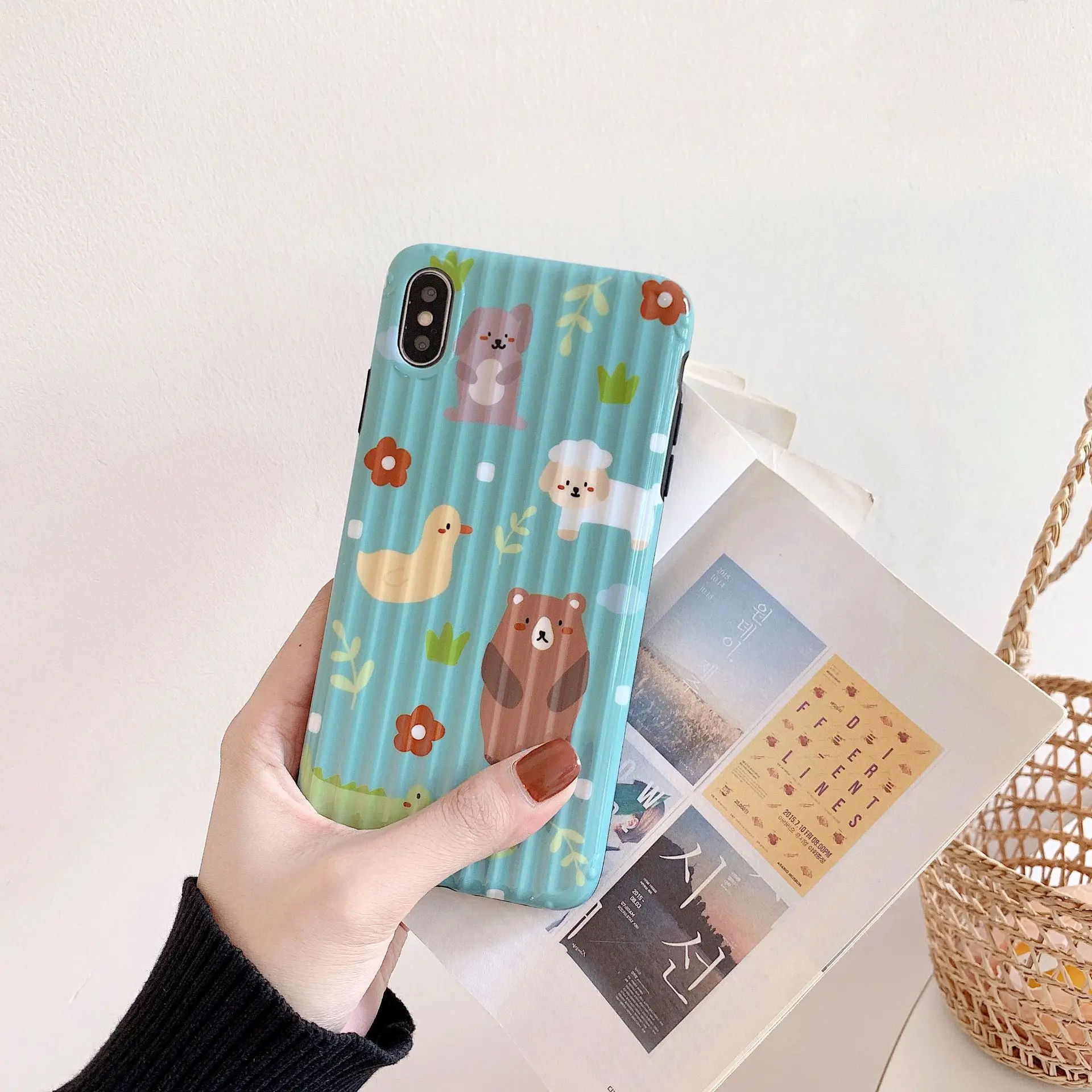 

Korean Cartoon Cute Animal Phone Case For iPhoneXR XS MAX X Fashion Funny Suitcase Shell For iPhone8 7 6S Plus Soft Cover Coque