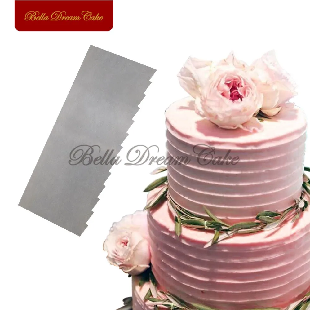 

1pc Sawtooth Edge Stainless Steel Scraper Cake Spatulas Buttercream Smoother Cake Comb Cake Decorating Tool Baking Accessories
