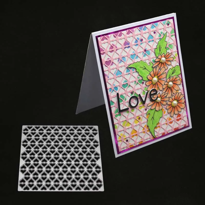 

YINISE Metal Cutting Dies For Scrapbooking Stencils Heart Background DIY Cut Paper Card Party Decoration Embossing Die Cuts Mold