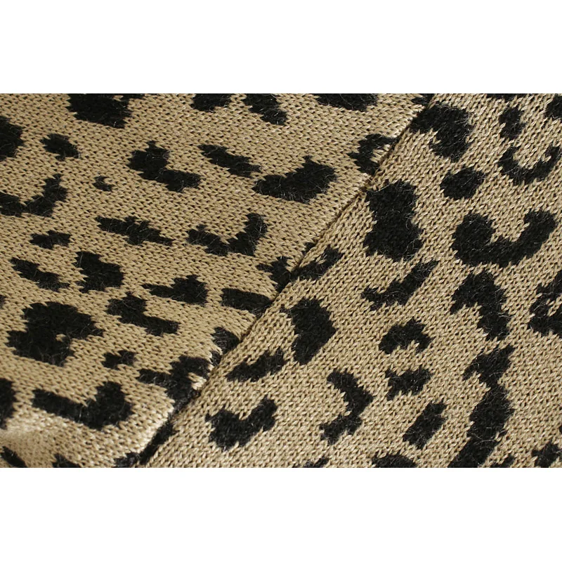Модный Леопардовый жаккардовый свитер, Осенний Модный женский продукт Ins Super Ho, милые розовые пуловеры с длинным рукавом