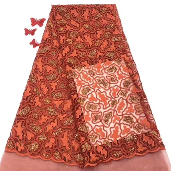 

Graceful design French tulle lace material embroidery net lace fabric for evening dress PDN813(5yards/lot)