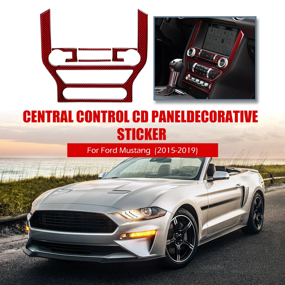 

Console Control Panel Trim Red Carbon Fiber Lightness Portability No Space Occupy Cover for Ford Mustang 2015-2019