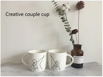 

Best in 2019!Lovely cartoon water cup ceramic coffee cup couple cup student milk morning tea creative gift coffee cup lovely cup
