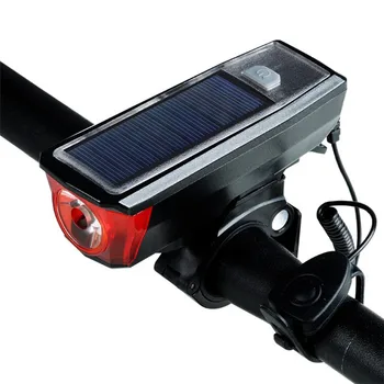 

Bicycle Light Bell Power Bank Solar Powered USB Rechargeable Bike Front Light Lamp Cycling LED Flashlight Lantern Bike Headlight