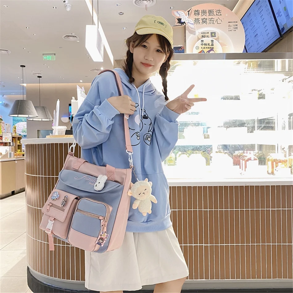 Kawaii Harajuku Multipocket Canvas Sling Bag