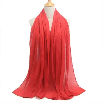 

Women chiffon scarf hijab wrap printe scarves solid color plain bubble shawls headband muslim hijabs scarf 21