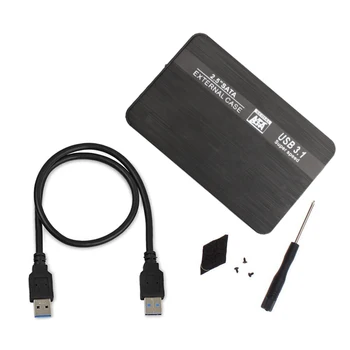 

External Portable USB 3.1 Hard Disk Drive Enclosure 2.5 Inch SATA HDD Box HDD Disk Case Disk Box Black Type C Interface