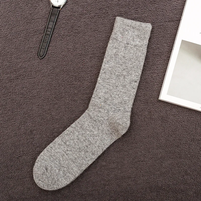 Light gray Плотные мужские шерстяные носки, хлопковые махровые теплые носки для зимы, мужские толстые теплые зимние носки, Calcetines Meias Grossas, подарок - Цвет: Light gray