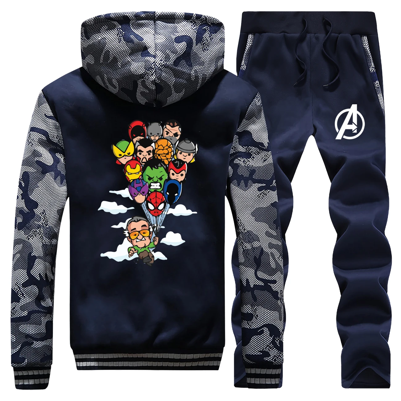 Marvel The Avengers Mens Hooded Fashion Streetwear Winter Hot Sale Camoufalge Coat Thick Suit Warm Jackets 3