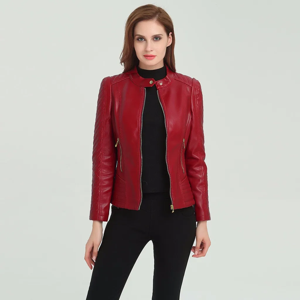 

Large Size Short Leather Coat Women Shorts Pu Motorcycle Middle-aged Leather Jacket Autumn And Winter Leather Fashion Coat