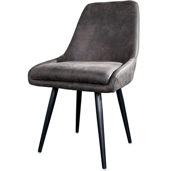 

Brown-gray leather backrest dining chair, coffee shop restaurant chair, slightly old frosted texture