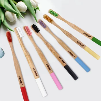 

4pc/pack Bamboo Toothbrush with Nano Antibacterial Bristles Double Ultra Soft Black Heads Bamboo Charcoal Wooden Handle