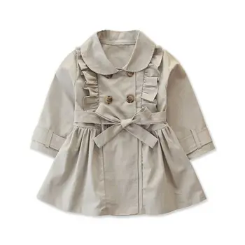 

Toddlers Kids Baby Girls Coat Trench Outfits 2-7Y Button Bandage Ruffle Casual Jacket Windbreaker Dress Coat Outwear