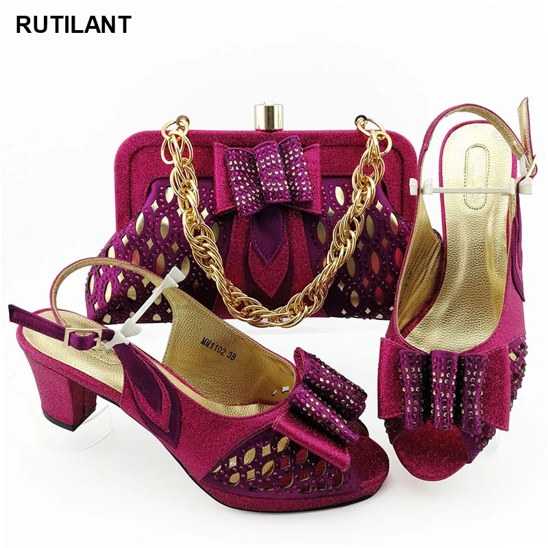 

Women Sexy Shoes and Bag Set In Italy New Fashion African Shoes and Bag Set for Party In Women High Quality African Wedding Shoe