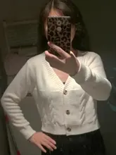 Knit Cardigan Short Sweter Women Jacket High-Waist Solid-Color Winter New Small Autumn