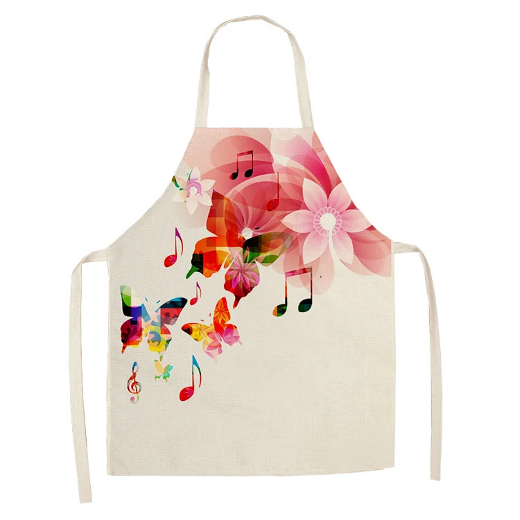 Kitchen Cooking Apron Beautiful Butterfly Printed Home Sleeveless Cotton Linen Aprons for Men Women Baking Accessories 53*65cm