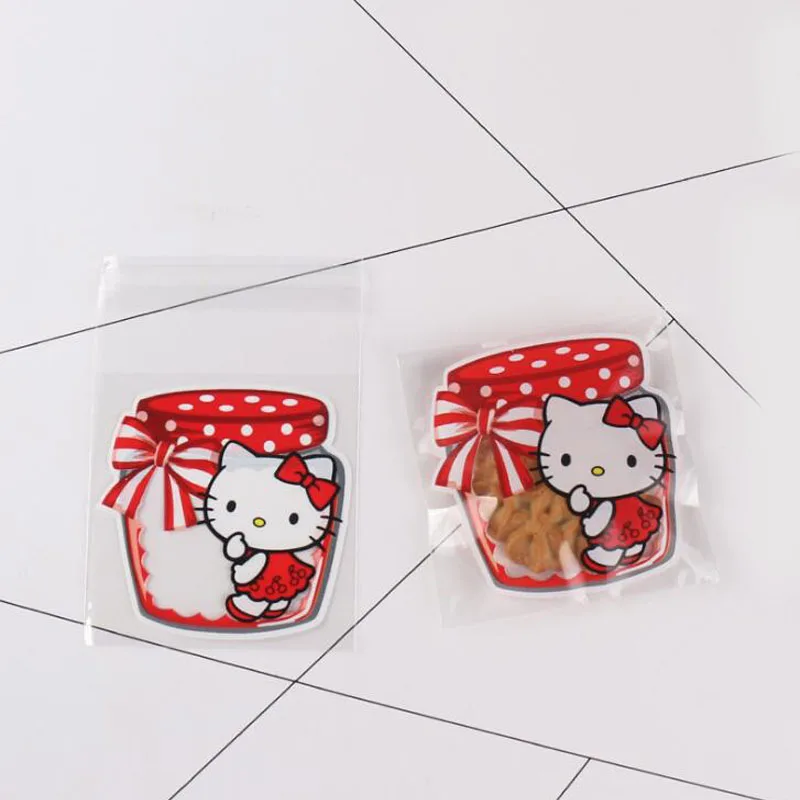 25 шт. hello kitty домашняя прозрачная сумка самоклеящиеся пакеты печенье конфеты
