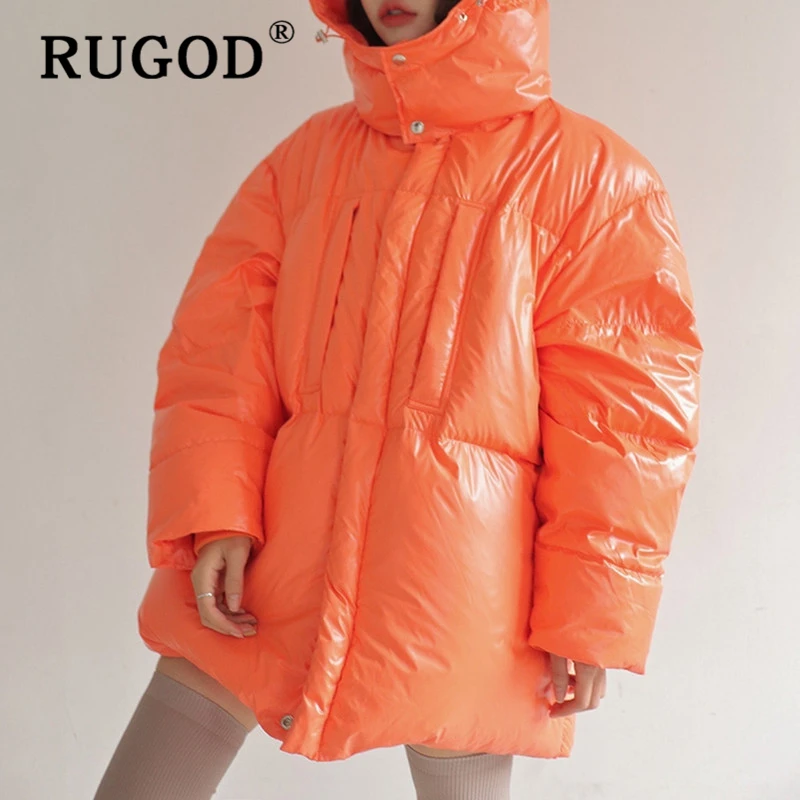 RUGOD, корейское, шикарное, утолщенное, хлопковое пальто, модное, одноцветное, mutil Цвет, свободная парка, пальто с капюшоном, повседневное, зимнее, теплое, с карманами, пальто