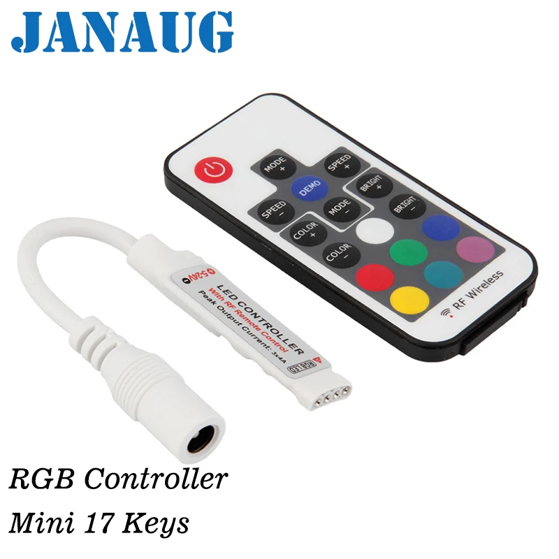 Мини Led RGB пульт дистанционного управления DC5-24V 17key RF беспроводной контроллер с 4pin Женский DC для 5050 12A RGB светодиодные ленты освещение