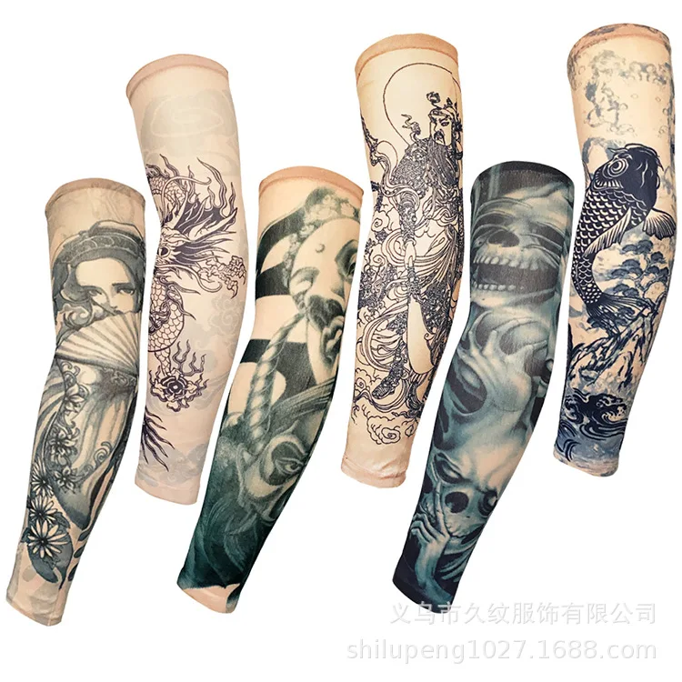 

Tattoo Oversleeve Greyish Black Plain Color 10-Packaged Combination Classic Style Tattoo Sleeves Sun-resistant Arm to Cover