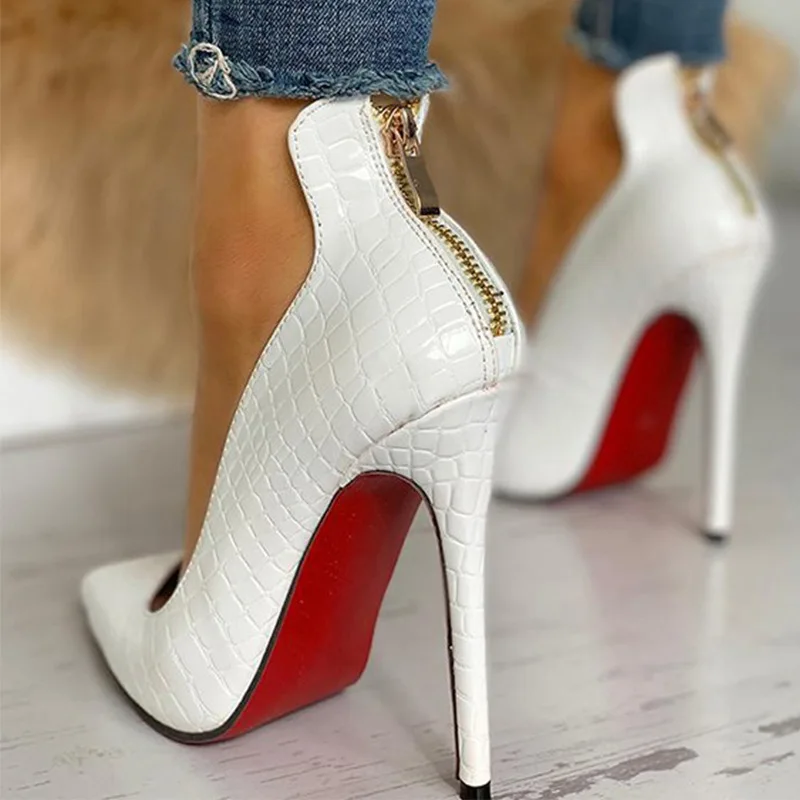 2021 Sexy Thin High Heels Women Black Pumps Shoes Woman Spring Autumn Ladies White Casual Patent Leather Pumps Plus Size 43