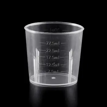 

10Pcs Laboratory Bottle Lab Test Measuring 30ml Container Cups with Cap Plastic Liquid Measuring Cups M0XB