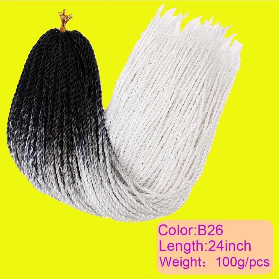 24 дюйма Омбре косички волосы мягкие Сенегальские твист волосы крючком косички 30 корней/упаковка синтетические косички волосы для женщин серый - Цвет: 1B/27HL