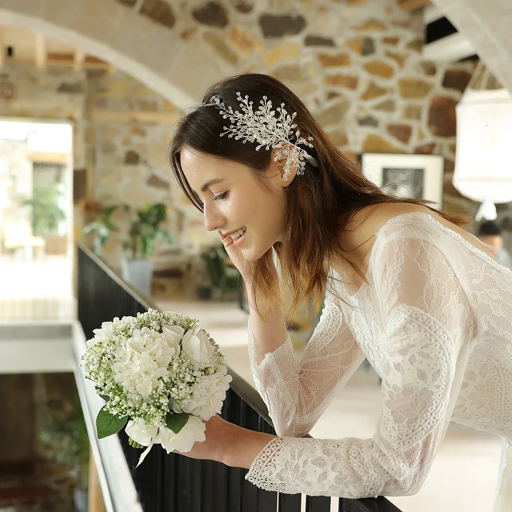 New Design Silver Crystal Hair Jewelry Handmade Wedding Tiara Hair Combs Hot Sale Headpiece Bridal Hair Accessories